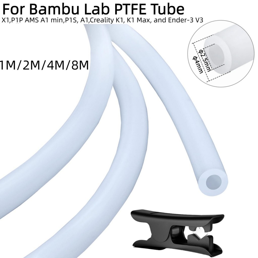 For Bambu Lab PTFE Tube for 1.75mm filament with Cutter for Extruder,2.5mm IDx4mm OD Length Tube for