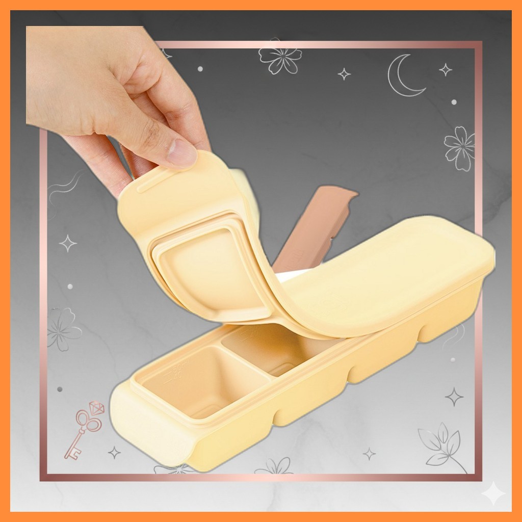 [firgi] Dual Lock Baby Food Cube 4-Cavity Beige, 200ml, 1 ชิ้น / อาหารเด็กเกาหลี / 4-Cavity Storage 