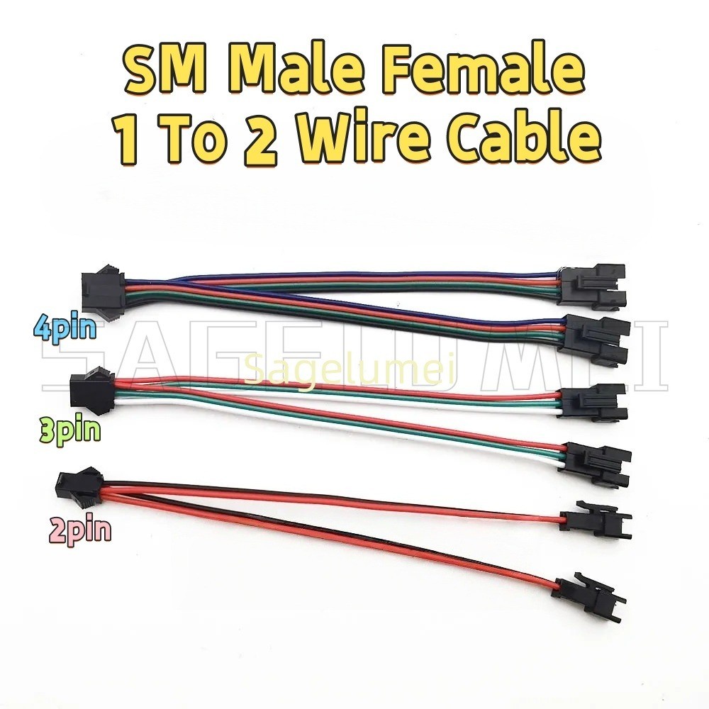 2 ชิ้น 2Pin 3Pin 4Pin LED Splitter Connector JST SM ชายหญิงสายไฟสําหรับ WS2811 WS2812 WS2815 SK6812 RGB ไฟ LED Strip