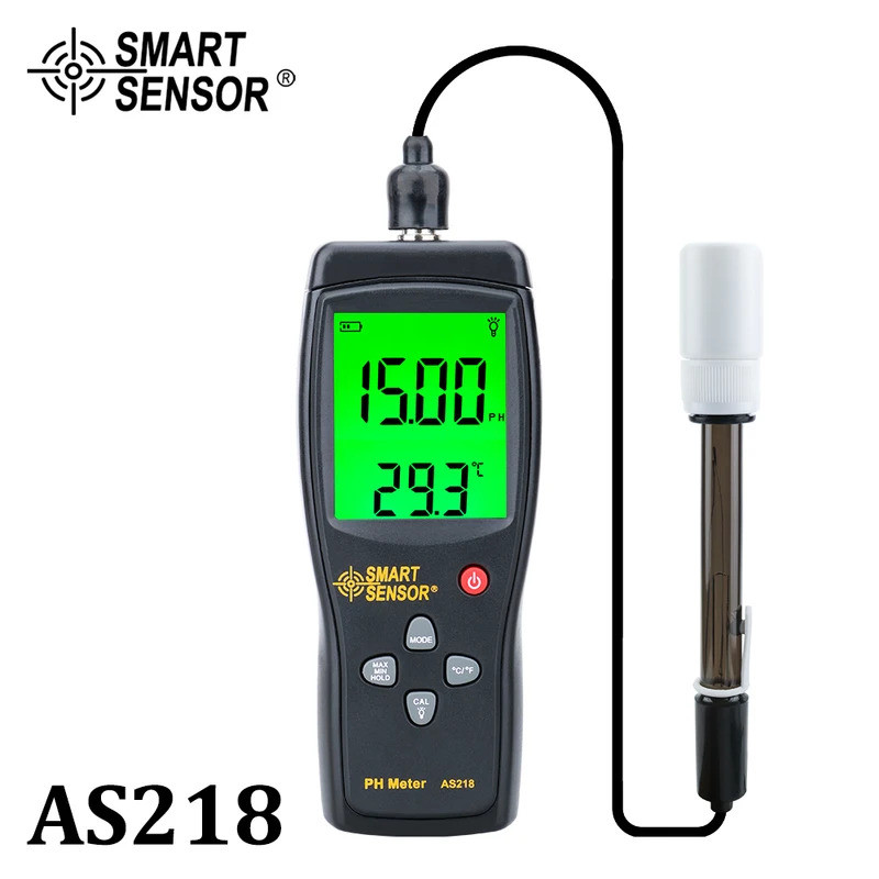 เครื่องวัด PH ดิจิตอล ph Meter เครื่องทดสอบ PH SmartSensor AS218 0.00~14.00pH เครื่องวัดความชื้น เคร