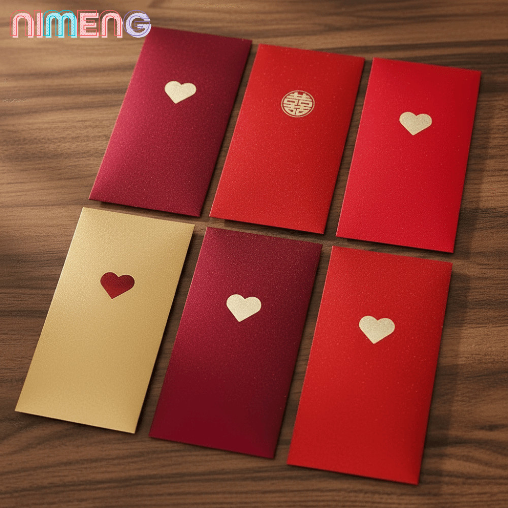 นิมิง 6ชิ้นซองจดหมายสีแดง,รูปแบบความรักที่สวยงามแพ็คเก็ตสีแดง,ปี17*9เซนติเมตรสามสีเงินสดของขวัญซองวันวาเลนไทน์