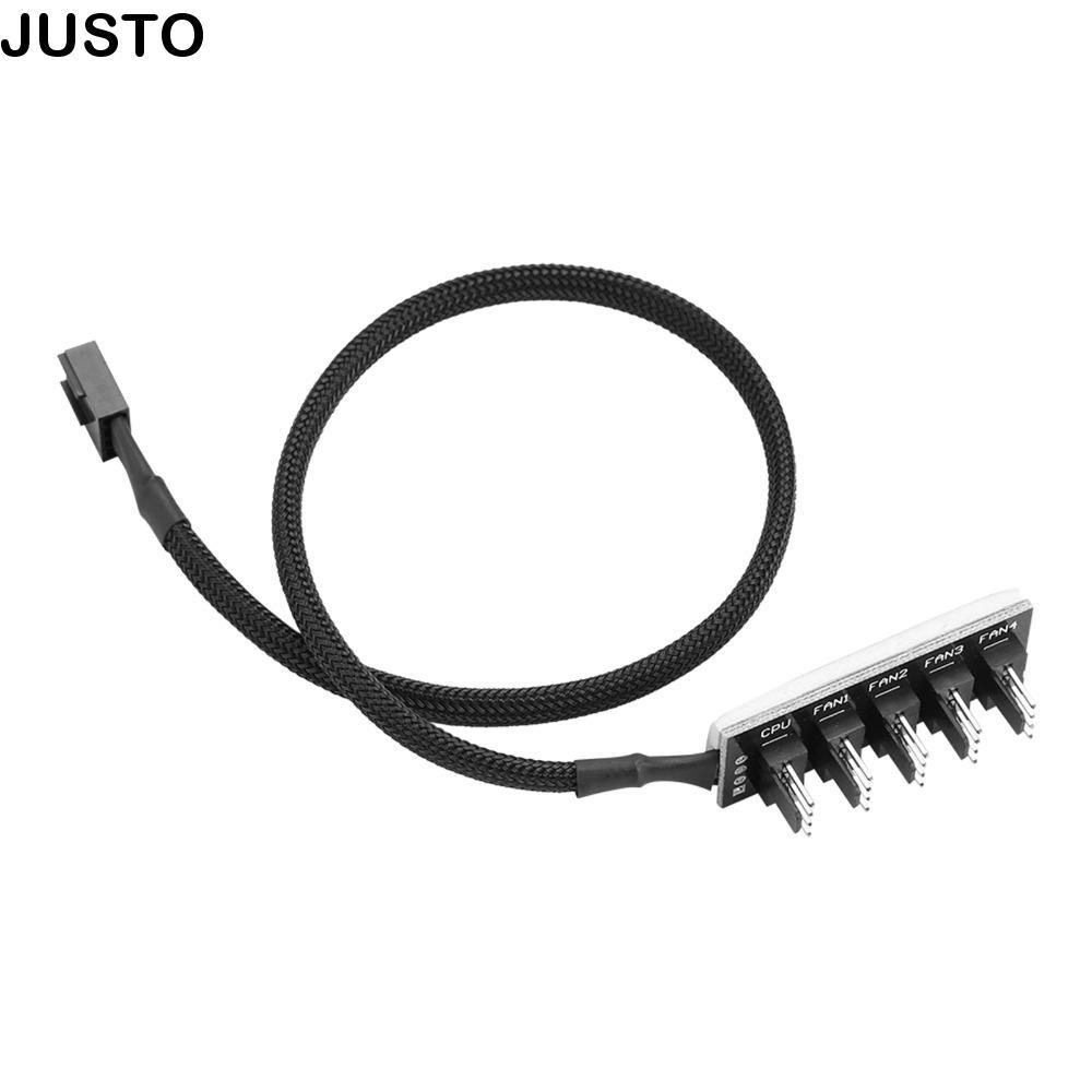 JUSTO PWM Fan Hub, 5-Port 1 Female to 5 Male Fan Splitter Hub, สายถักความเร็วสูง 4-Pin Cooling Fan S
