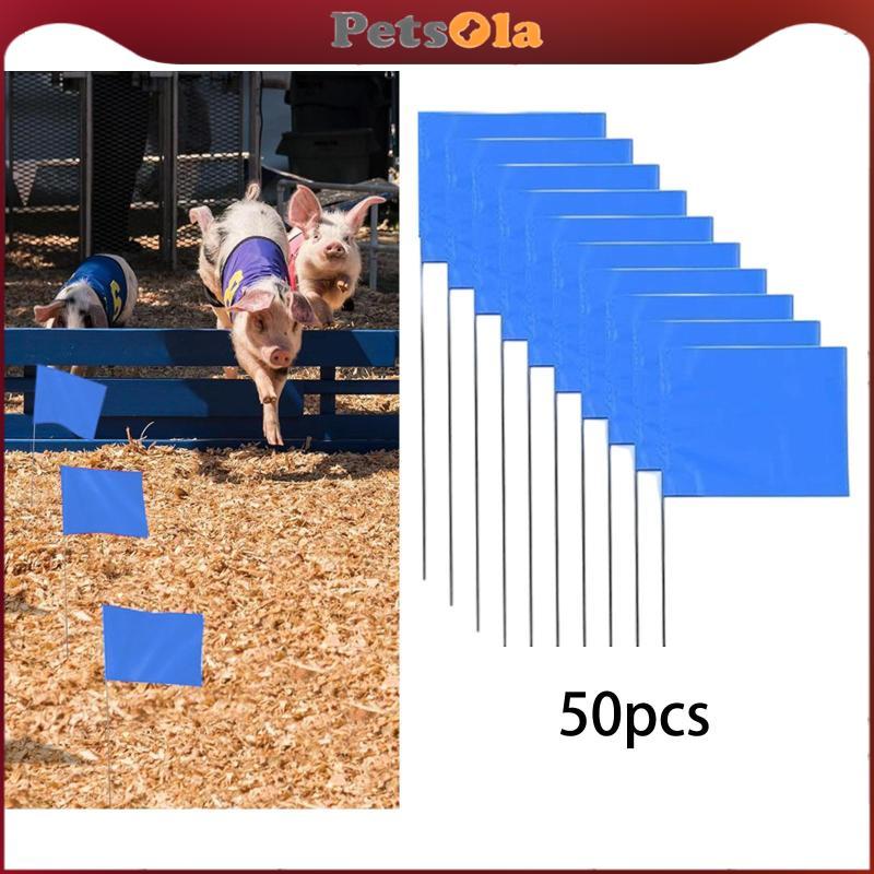 [PETSOLA] ธงทําเครื่องหมายสีน้ําเงินที่ใช้งานได้จริง Writable PVC Yard Surveyor ธงสําหรับสวนภูมิทัศน