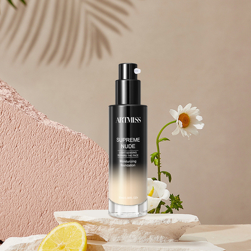 พร้อมสต็อก Moisturizing คอนซีลเลอร์ Liquid Foundation ติดทนนานไม่ง่ายที่จะถอดแต่งหน้าผิวแห้งสามารถปร