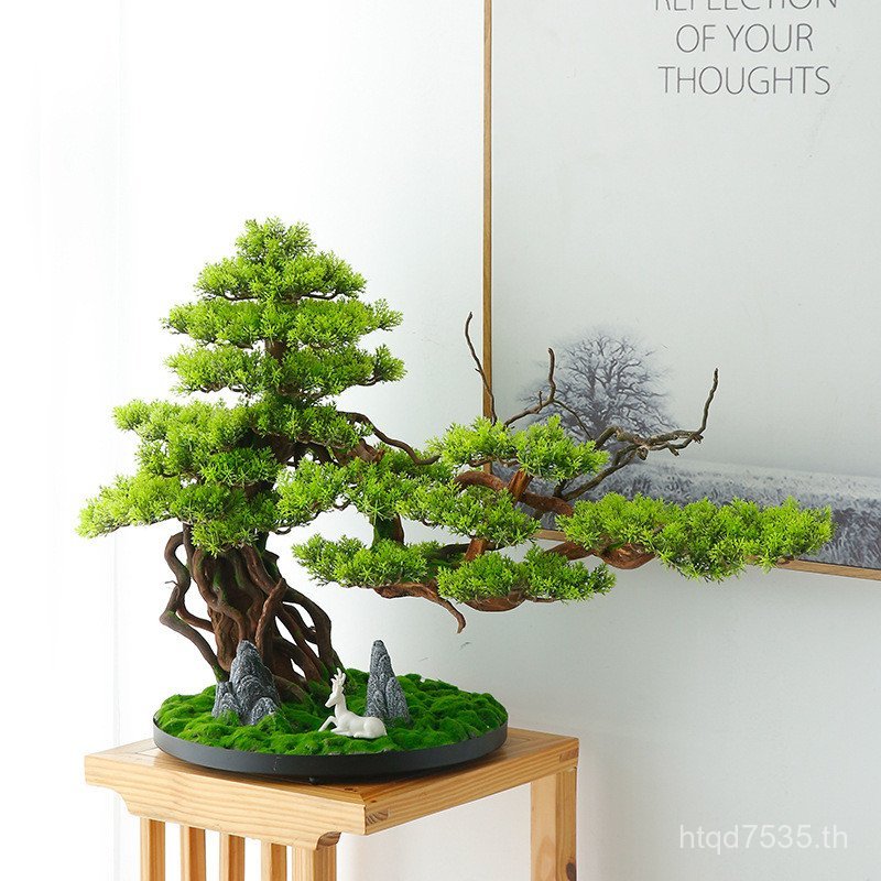 โรงแรมสํานักงานต้อนรับสนจีนพืชสีเขียวบอนไซห้องนั่งเล่นจําลองเครื่องประดับตกแต่งทางเข้าใหม่อรหันต์สน 