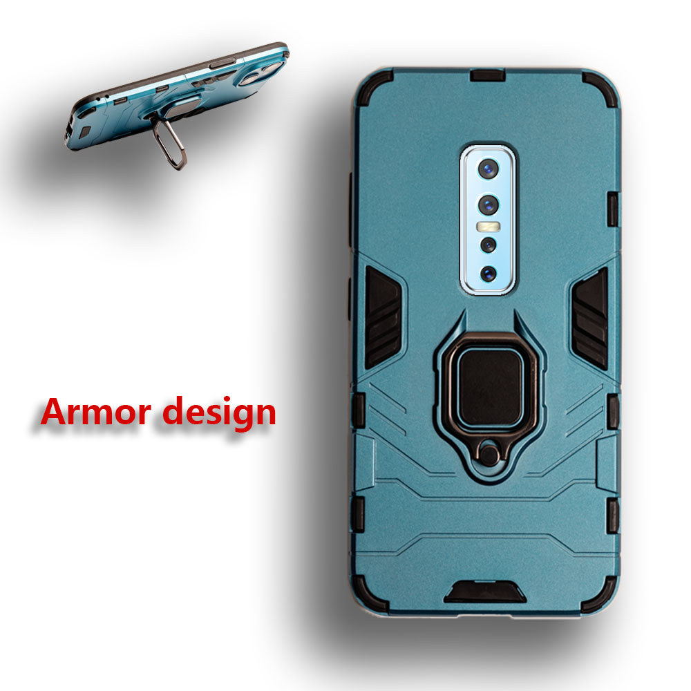 เกราะทหารสําหรับ Vivo V17 Pro 1909 PD1931F_EX 1910 Kickstand ป้องกันเคสโทรศัพท์แหวนแม่เหล็ก Heavy Duty กันกระแทกผิว