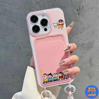 ส่งในพื้นที่ เคสสำหรับไอโฟน16 คู่ชินจานNe เคสช่องใส่การ์ดสายข้อมือ For iPhone17 16 11 12 13PROMAX 14 15PLUS 7/8 SE2 XSXR