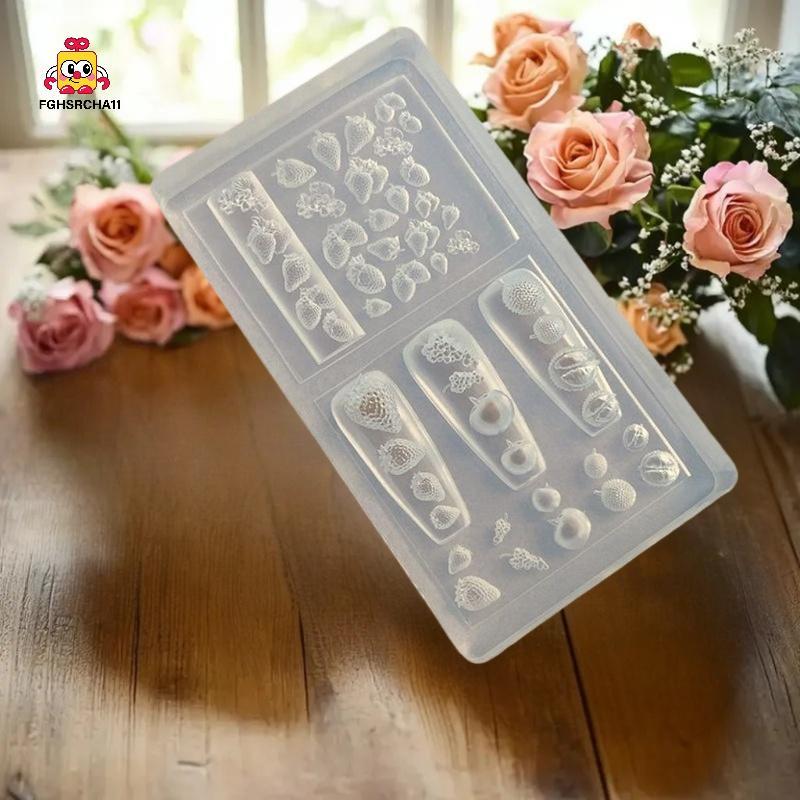 FG 3D ผลไม้ซิลิโคนแม่แบบตกแต่งเล็บ ดอกไม้หวานกลีบ Fairy DIY สําหรับเล็บ Charms HS