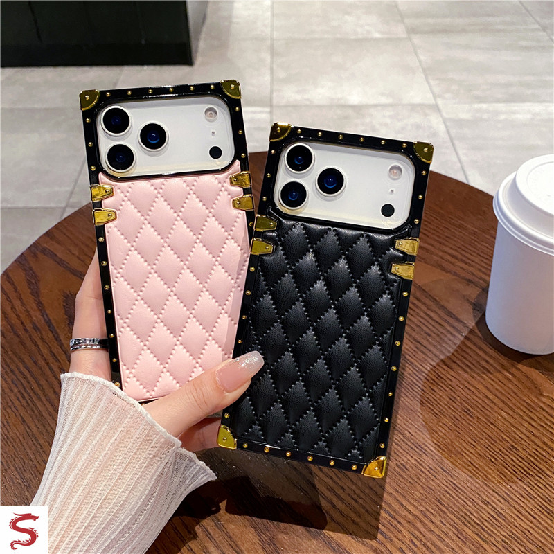 ปลอกสําหรับ iphone 17 Pro Max Air 16 15 14 13 12 11 หรูหราหนัง PU เคสโทรศัพท์สี่เหลี่ยมกันกระแทกฝาครอบป้องกัน