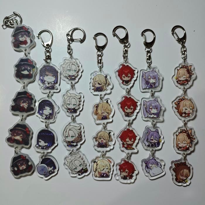 Gantungan Kuci Gachi Genshin Impact Hu tao, Yelan, Albedo, Fischl, Diluc, Keqing,Yoimia - Hu tao