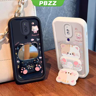 PBZZ FOR เคส เคสสําหรับ OPPO F11 Pro OPPO F11 เคสโทรศัพท์ Softcase ซิลิโคนกันกระแทกการออกแบบใหม่ความงามการ์ตูนแมวพร้อมที่วางสําหรับกระจก JTMMZJ01