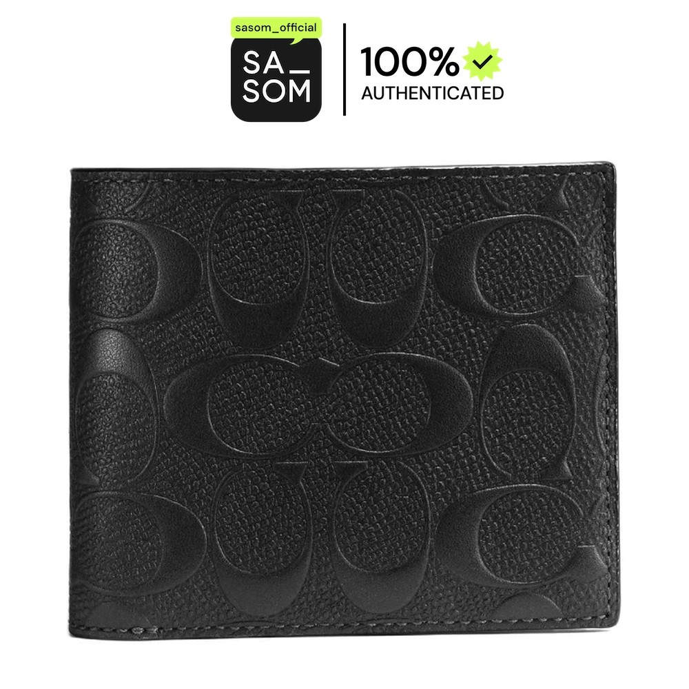 Coach 3 IN 1 Wallet Signature Leather Black | ของแท้ ตรวจสอบโดย SASOM