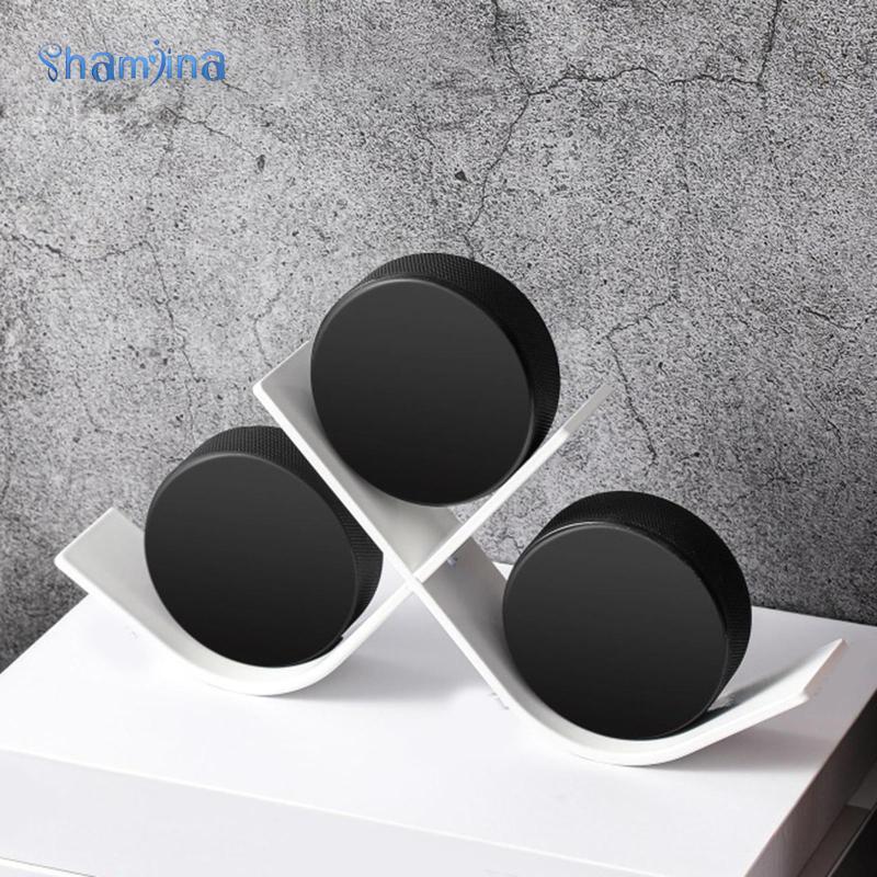 [Shamjina] Hockey Puck ขาตั้งจอแสดงผลตกแต่งแบบพกพาชั้นเก็บอะคริลิคสําหรับ 3 Pucks Hockey Puck Displa