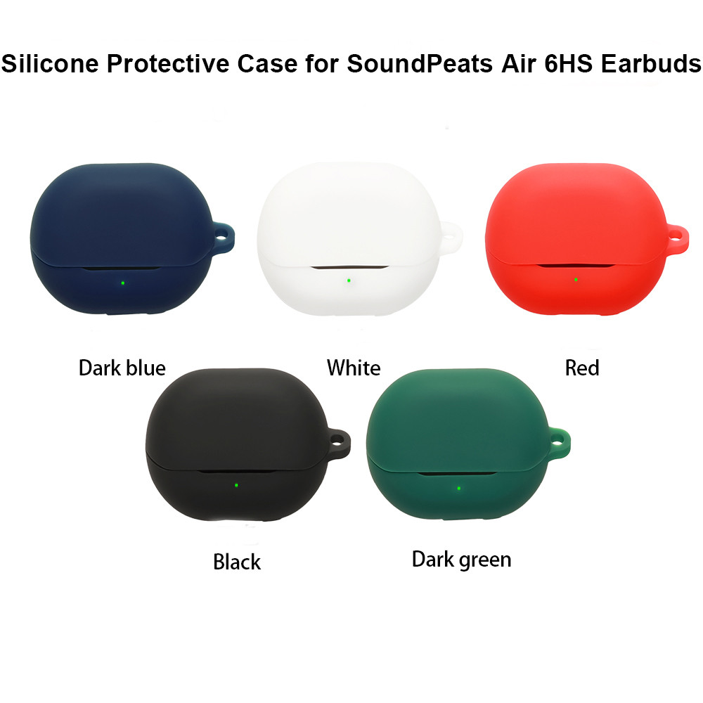 เคสป้องกันซิลิโคนสําหรับหูฟังไร้สาย SoundPeats Air 6 HS,ฝาครอบกันฝุ่นกันกระแทกแบบนุ่มพร้อมหัวเข็มขัดกลมป้องกันการสูญหาย