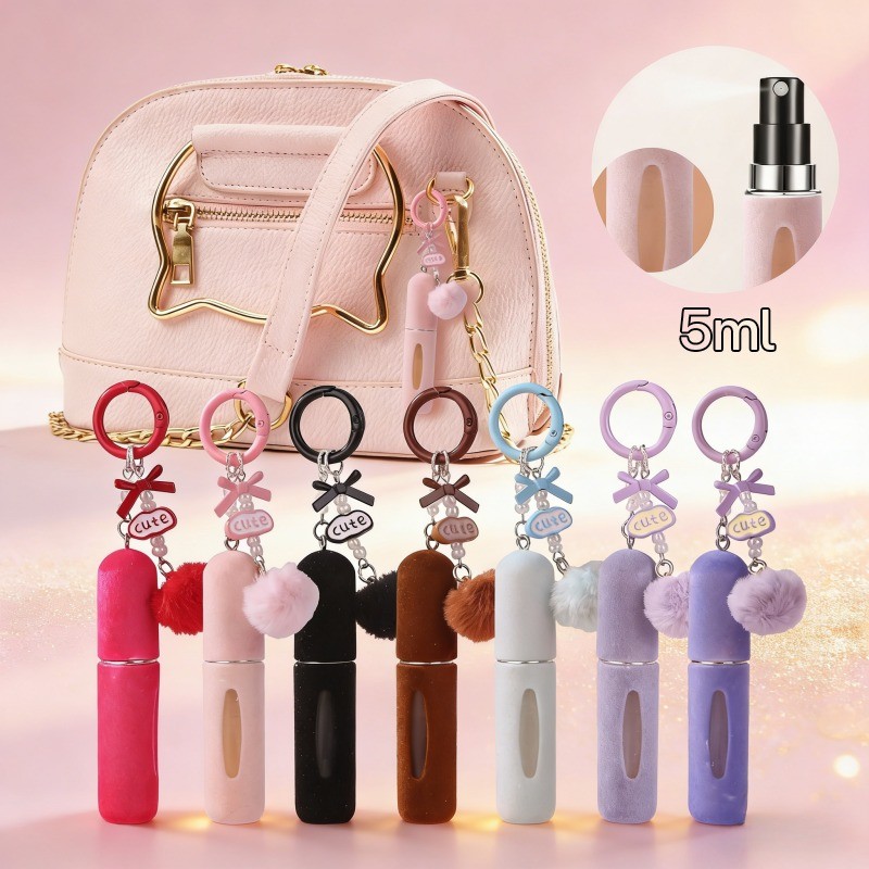 【ขวดเเบ่งน้ำหอมพกพา】 5ml ขวดน้ำหอมพกพา ขวดแบ่งน้ำหอม เติมได้ น่ารัก พกน้ำหอม แต่งกระเป๋า ขนนุ่ม