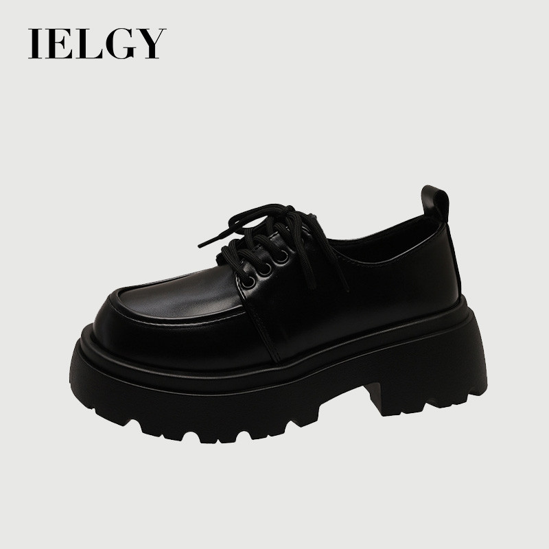รองเท้า loafers สไตล์อังกฤษสำหรับผู้หญิง หนาและนุ่ม มีสายลัดขึ้นแบบคลาสสิก
