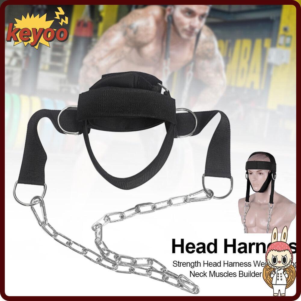 KEYOOL เทรนเนอร์ศีรษะ,เหล็กโซ่ปรับคอเทรนเนอร์, Neoprene Top Heavy Weight Training Headgear Gym