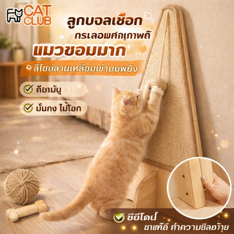 COD ที่ลับเล็บแมว ของเล่นแมว แผ่นฝนเล็บแมว มีลูกบอล ขนาดใหญ่ สำหรับแมว ใช้งานทนทาน