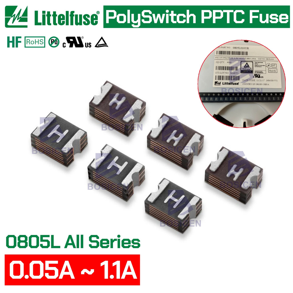 10PCS Littelfuse 08805L Series Resettable PPTC PolySwitch ฟิวส์ 0.05A 30V 0.1A 24V 0.2A 9V 0.35A 0.5