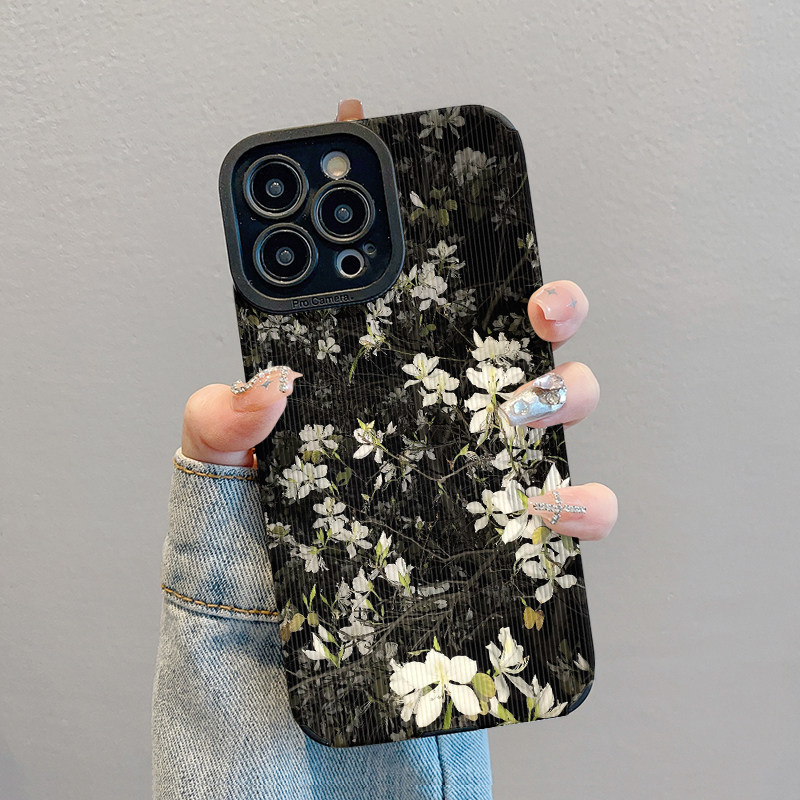 Midnight Magnolia เหมาะสําหรับ Apple 17 เคสโทรศัพท์สไตล์ใหม่ iPhone16pro Soft Case 15promax เคสป้องก