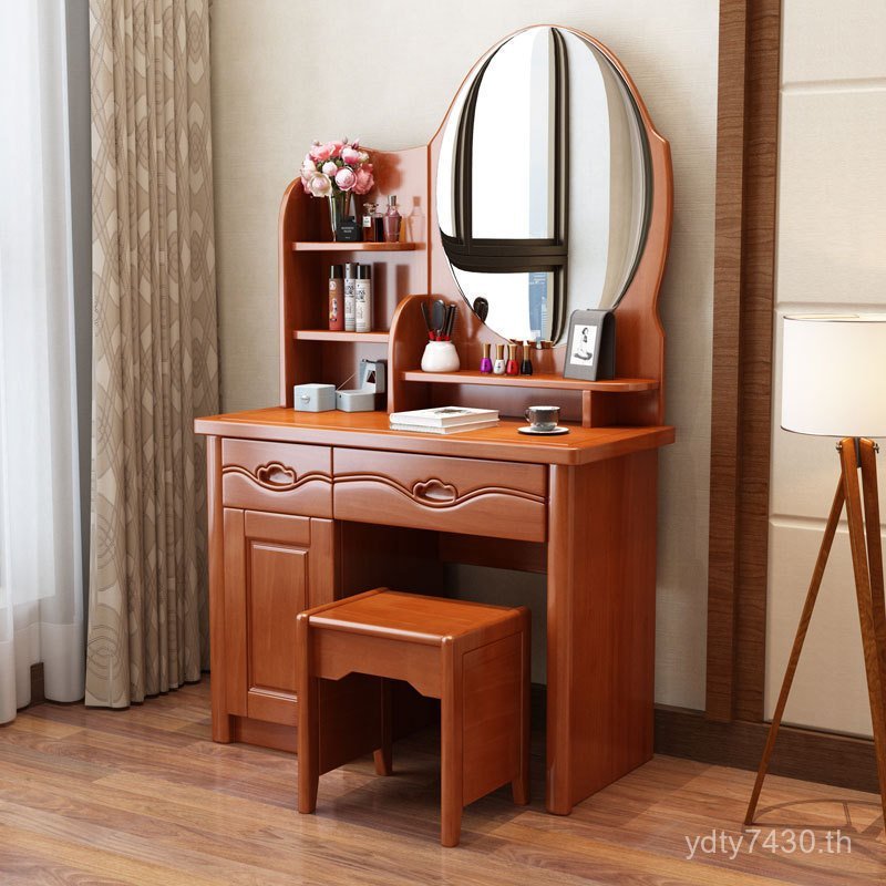 สไตล์จีน Taichung โต๊ะเครื่องแป้งห้องนอนที่เรียบง่าย Oak Dressing ไม้เนื้อแข็งโมเดิร์น Multifunction