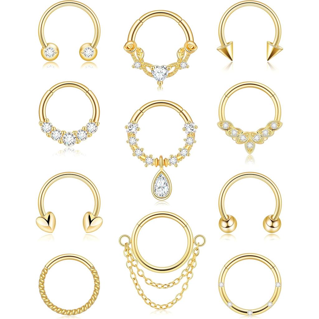 Septum Rings 16g Septum Piercing Daith Clicker Jewelry แหวนจมูก