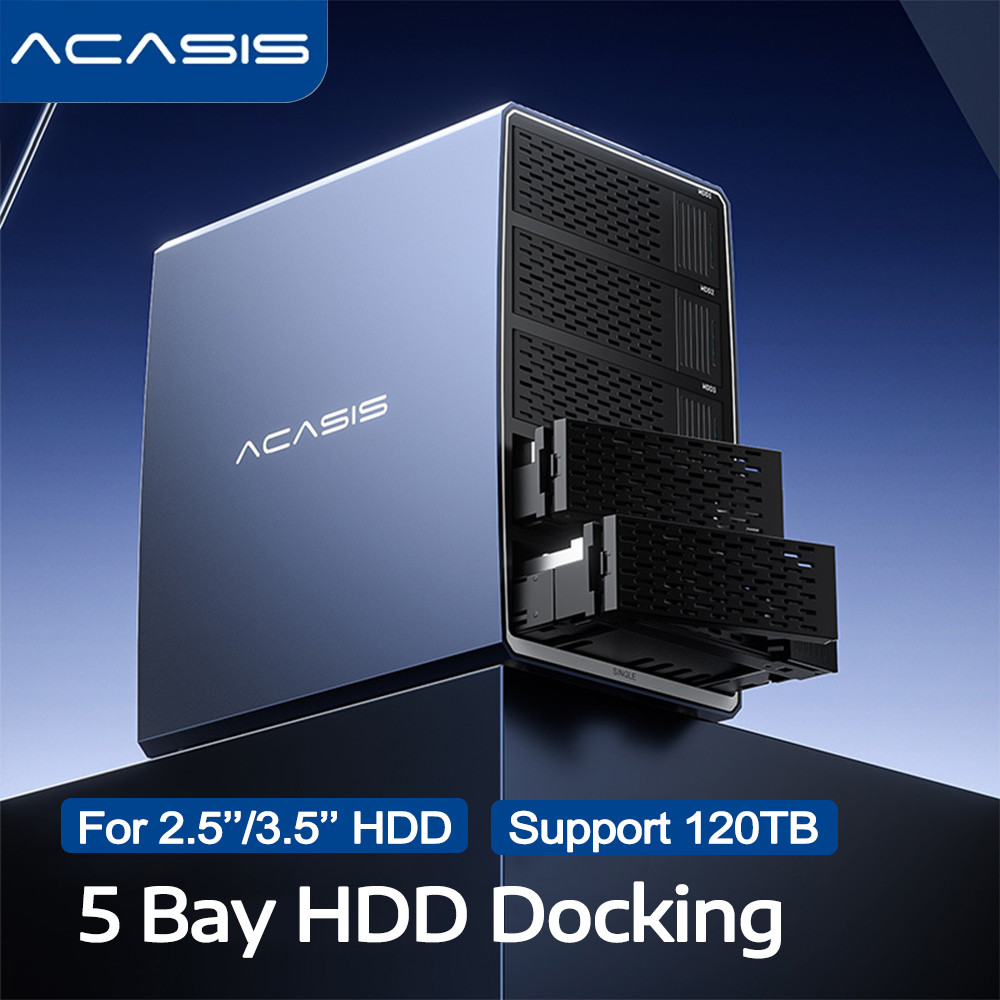 ACASIS 5 Bay HDD Docking Station 2.5/3.5 นิ้ว SATA HDD Enclosure สําหรับความจุ 120TB 5Gbps HDD Case