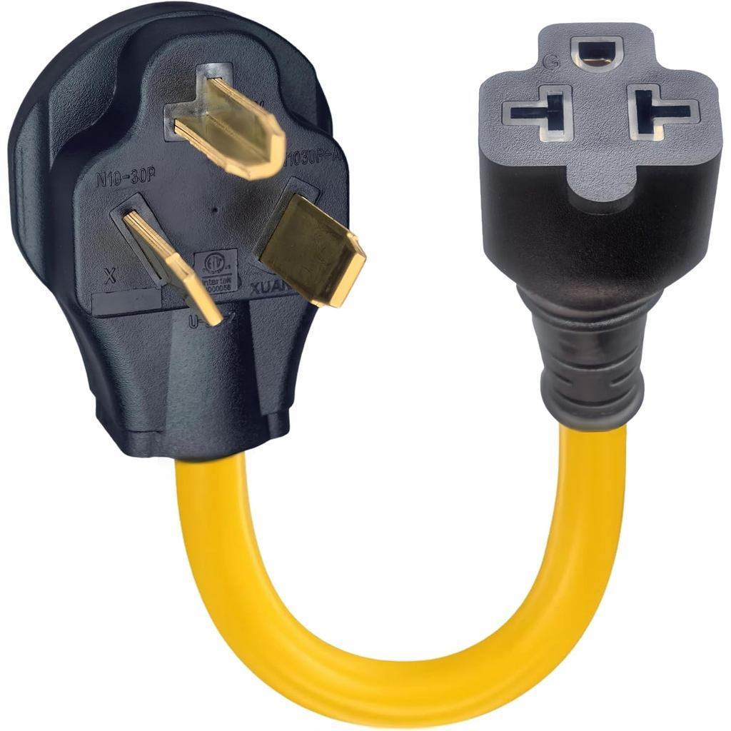 Nema 10-30P ถึง 6-15R/6-20R อะแดปเตอร์ 30Amp เครื่องเป่าผมปลั๊กชาย Four-in-One T-Blade อะแดปเตอร์หญิ
