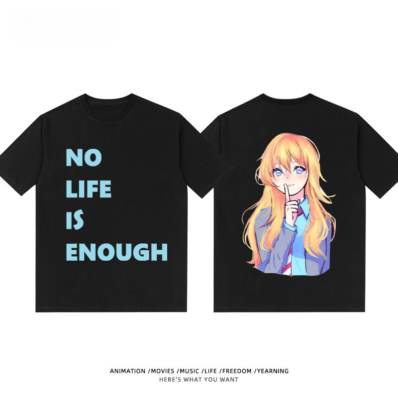 โกหกของคุณในเดือนเมษายนเสื้อยืดแขนสั้นสีดําญี่ปุ่นอะนิเมะ Kaoru Miyahara Kaoruzawabe พิมพ์แฟชั่นทุกก