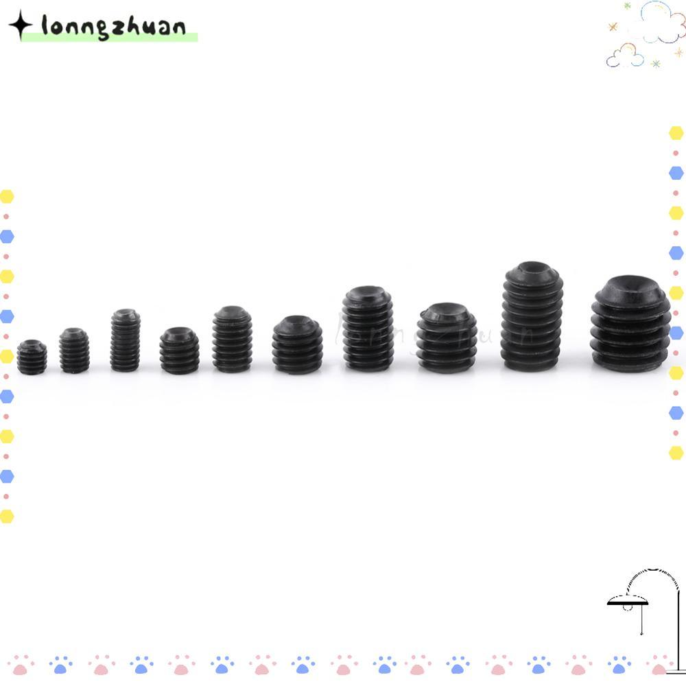 LONNGZHUAN 200PCS Hex Socket Head Set Screw, เหล็กคาร์บอน M3-M8 Allen Head Socket Grub Screw, ภายใน 