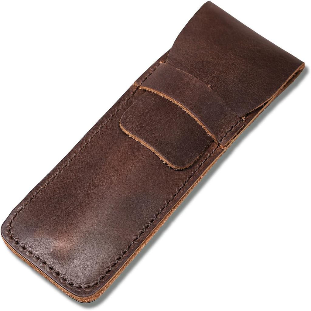 DK86 ที่ใส่ปากกาหนังแท้ Fountain Multi Pens Pouch Pen Protective Sleeve Cover - กาแฟขนาดเล็ก