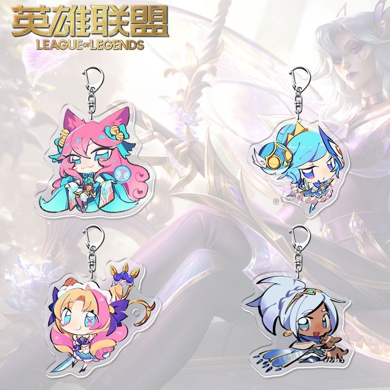 LOL อะนิเมะ KeyChain Ahri Gwen Orianna Reveck Taliyah ผู้ชาย Key Chain สําหรับผู้หญิงสร้างสรรค์รูปกา