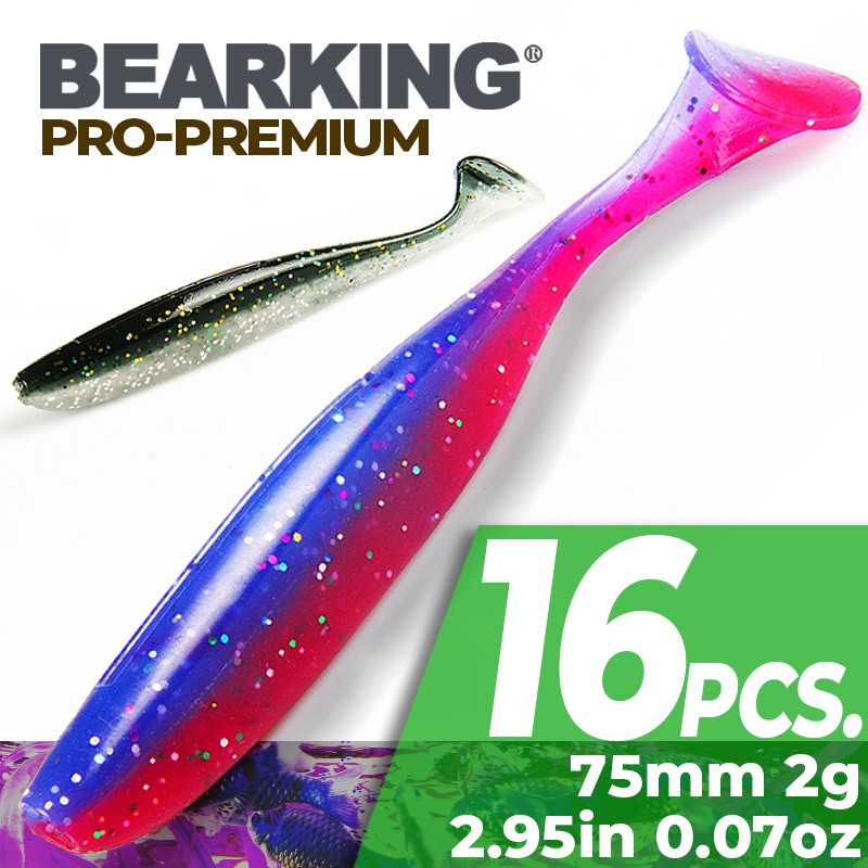 BEARKING Shiner 75 มม.2g 16 ชิ้น/ถุงเหยื่อประดิษฐ์ Wobblers Soft Lures Shad ปลาคาร์พซิลิโคนตกปลาเหยื่ออ่อน Tackle