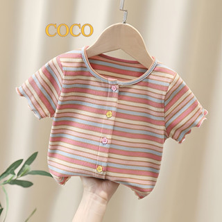 COCO เสื้อยืดเด็กผู้หญิง แบบ ติดกระดุมหน้า รุ่น A1817
