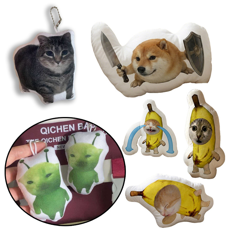 Cat Meme พวงกุญแจตุ๊กตาน่ารักตลกอิโมจิแมว Meme พวงกุญแจของเล่นของขวัญ