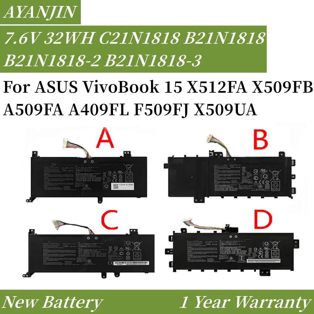 C21N1818 B21N1818 B21N1818-2 B21N1818-3 7.6V 32WH Laptop Battery For ASUS VivoBook 15 X512FA X509FB 