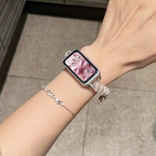 สายคล้องโทรศัพท์ประดับกลิตเตอร์วิบวับสำหรับ Huawei Band 11 / 11 Pro สายรัดข้อมือสีลูกกวาดน่ารัก พร้อมเคสสำหรับ Huawei Band 10 9 8