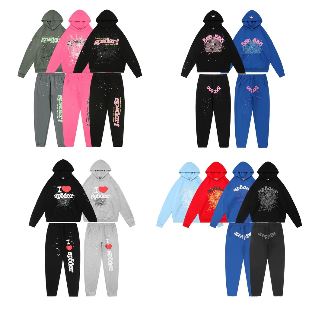 Sp5der เสื้อฮู้ดและกางเกงวอร์มสไตล์เมย์โจ้ สบายๆ สำหรับทั้งชายและหญิง