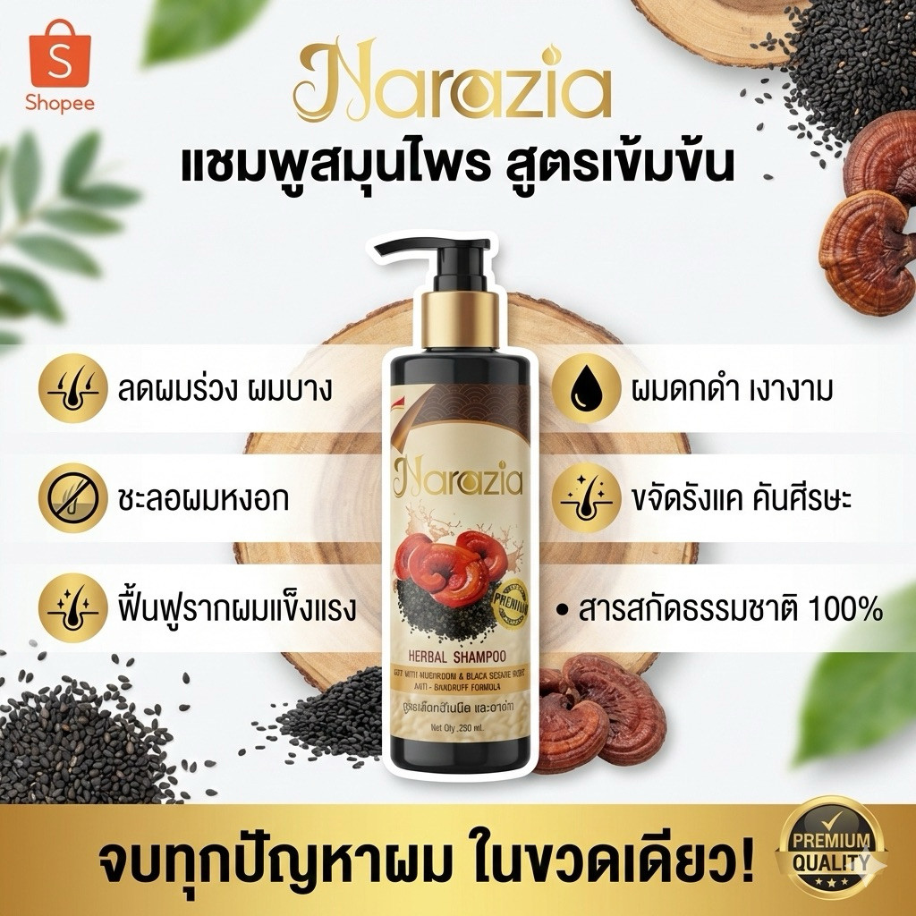 แชมพูสมุนไพร 100% นาราเซีย (Narazia)