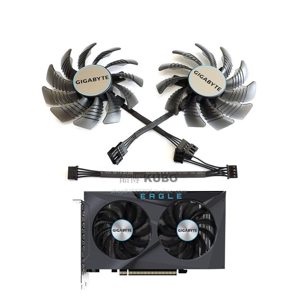 GIGABYTE GIGABYTE RX6400 6500XT EAGLE Falcon พัดลมการ์ดกราฟิกไปข้างหน้าย้อนกลับเปิดพัดลมคู่