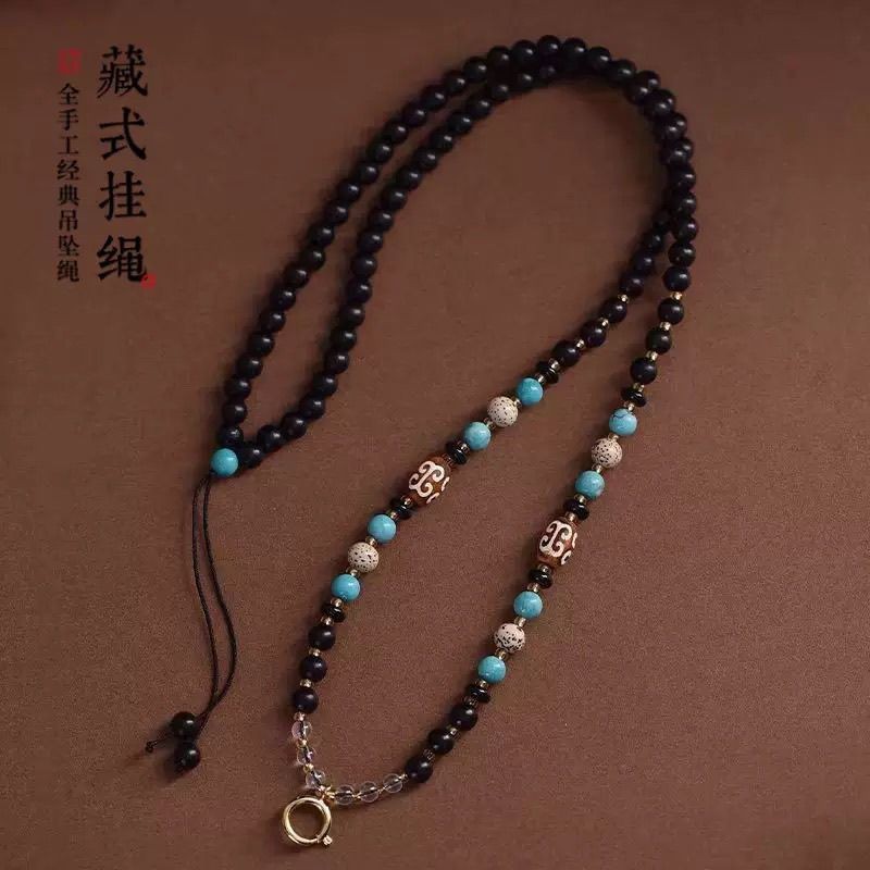 สร้อยพระจากไม้มะเกลือแท้ แบบศิลปะธังกา กับสายจับคู่ขนาดเล็ก Wenwan Yifan T326