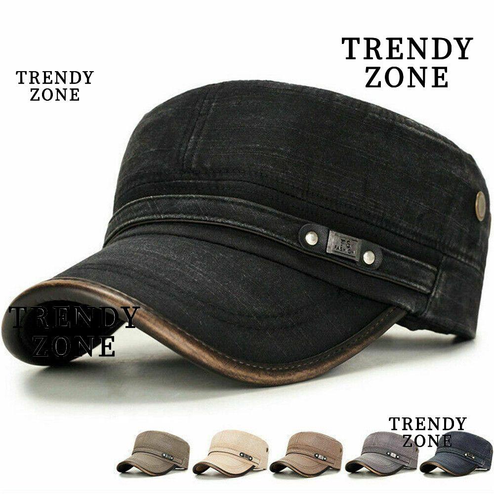 Trendyzone หมวกทหาร ผ้าฝ้าย ปรับได้ สําหรับผู้ชาย