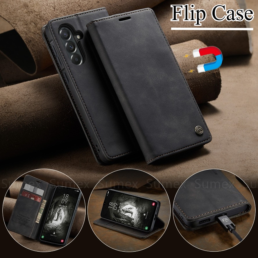 Retro หนังสําหรับ Samsung Galaxy A57 A37 A27 A17 A07 LTE 5G 4G แม่เหล็กกระเป๋าสตางค์ช่องใส่การ์ดเคสโทรศัพท์ขาตั้งปลอกกันชนกันกระแทก Samsunga57 Samsunga37 2026
