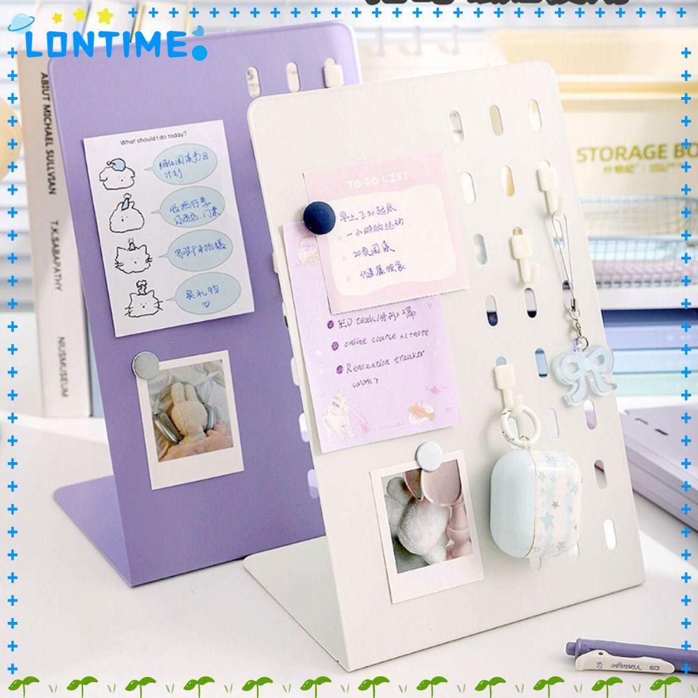 LONTIME บอร์ดแสดงผลแม่เหล็ก, โลหะพร้อมกระดานข้อความเดสก์ท็อป Pegboard, Multi-functional DIY Design Badge Notes Storage ชั้นเก็บเดสก์ท็อปแนวตั้งองค์กรเดสก์ท็อป