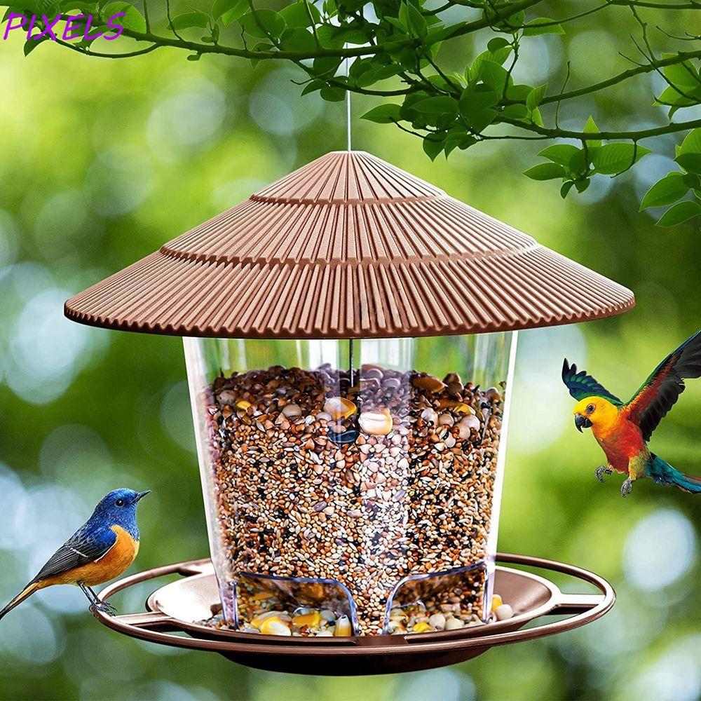 PIXELSKY เครื่องให้อาหารนกสวนแขวนด้วยเชือกแขวน Gazebo Flying Animal เครื่องมือให้อาหารกลางแจ้ง