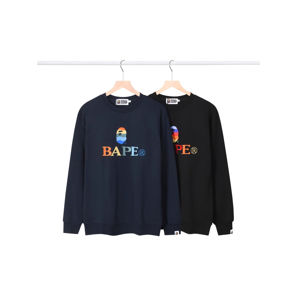 51O3 IAPE Ape Head Embroidered Basic Crew Neck Sweatshirt350g Full Terry Pullover Long Sleeve Top