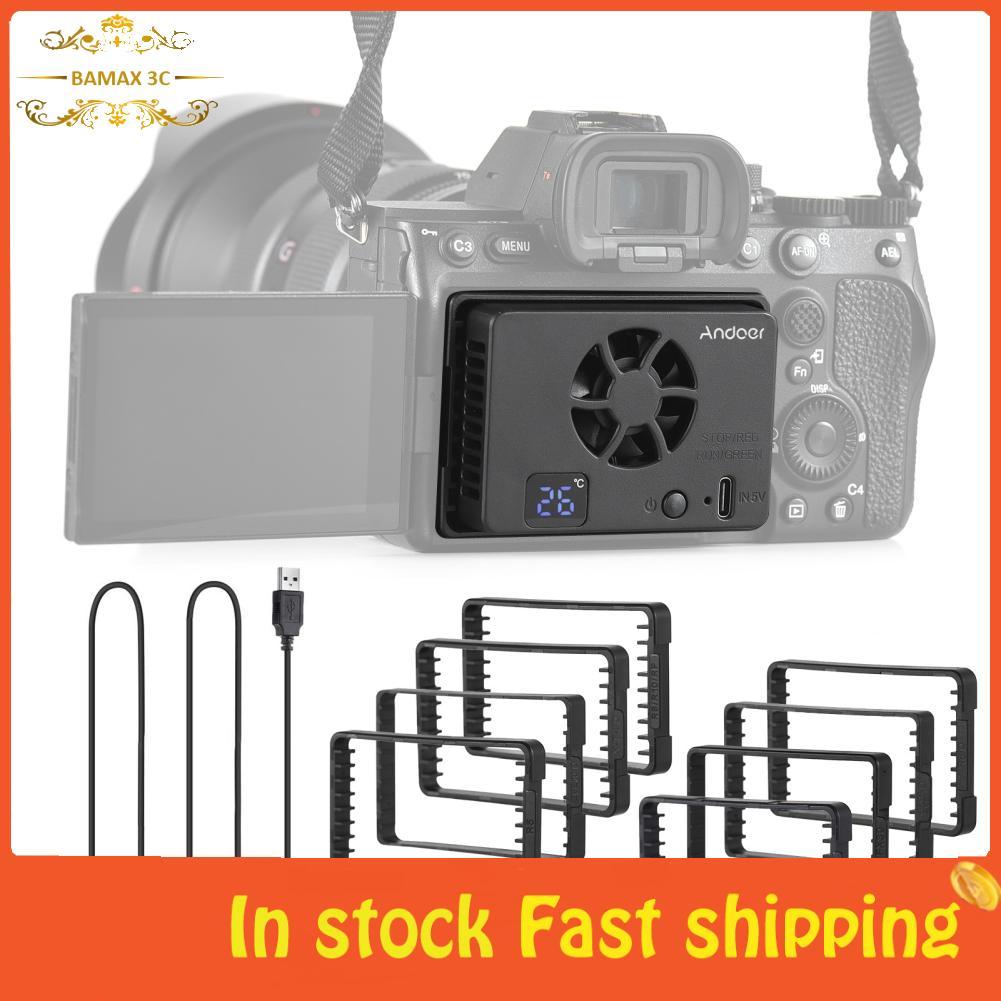 Bamaxis Bamaxis Andoer FS-06 กล้องพัดลมระบายความร้อนระบบภายนอกพร้อมจอแสดงผล OLED 8 ชิ้นแผ่นอะแดปเตอร