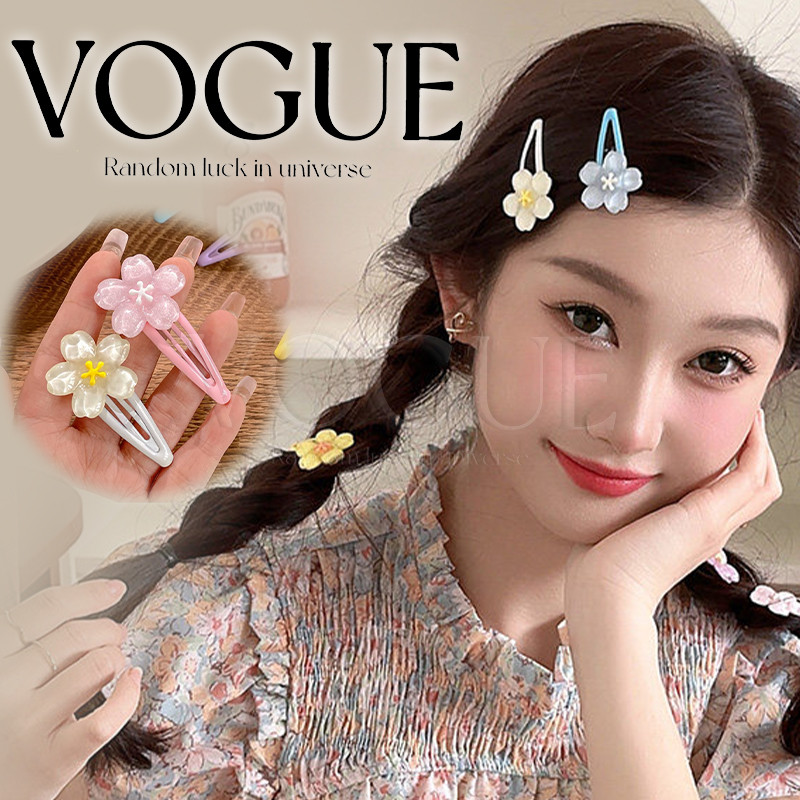 Vogue🌟พร้อมส่ง🌟 กิ๊บติดผม ลายดอกซากุระ สีสันสดใส แบบเรียบง่าย แฟชั่นฤดูใบไม้ผลิ (VO-80)
