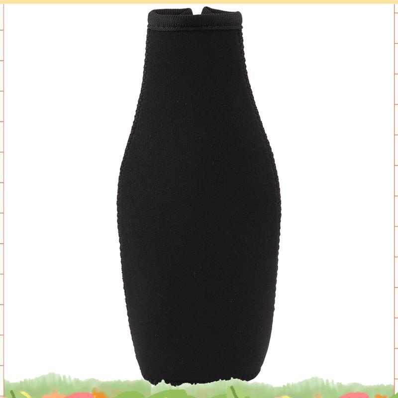 6 แพ็คขวดเบียร์ Cooler Sleeves Keep Drink Cold Zip-Up Neoprene ฉนวนแขนสีดํา