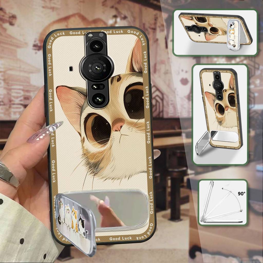 ทนทานป้องกันเคสโทรศัพท์สําหรับ Sony Xperia Pro-I ซิลิโคนเย็บปักถักร้อยสามมิติป้องกันฝุ่น TPU Anti-knock ออกแบบแฟชั่นน่ารักเต็มห่อกันกระแทกนุ่มกรณีผ้า Patch 3D